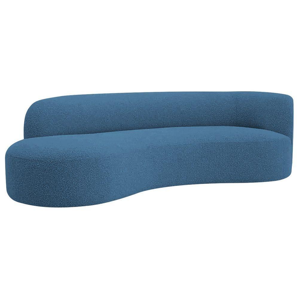 Divã Recamier Orgânico Tokyo 200cm Lado Esquerdo Linho Azul Royal - 1