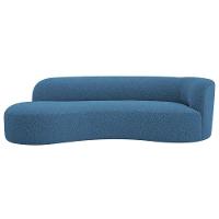 Divã Recamier Orgânico Tokyo 200cm Lado Esquerdo Linho Azul Royal