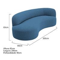 Divã Recamier Orgânico Tokyo 200cm Lado Esquerdo Linho Azul Royal - 6