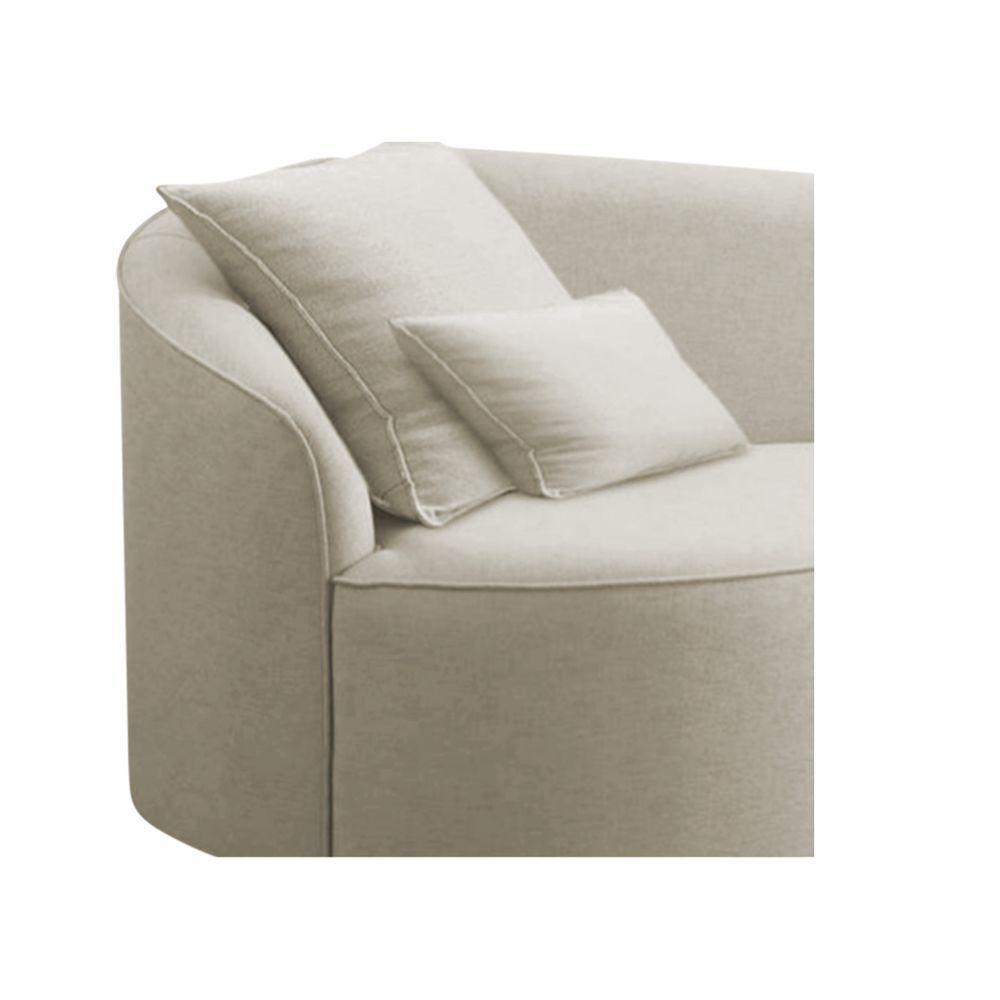 Divã Recamier Curvo Sala De Estar Recepção Inglaterra 200cm Lado Direito Bouclé Adj Decor Bege - 4