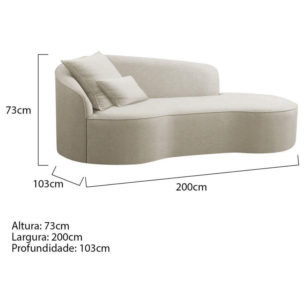 Divã Recamier Curvo Sala De Estar Recepção Inglaterra 200cm Lado Direito Bouclé Adj Decor Bege - 7