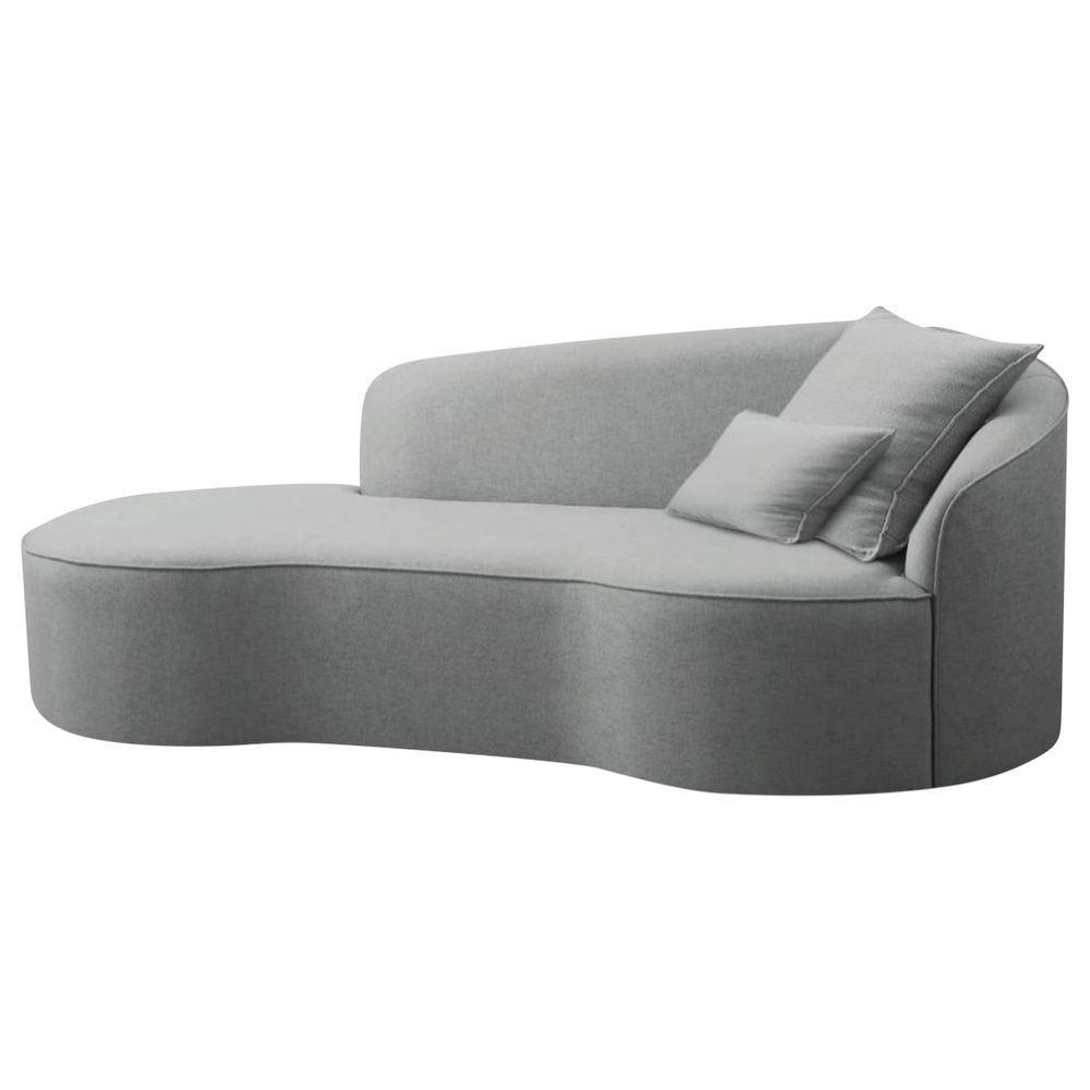 Divã Recamier Curvo Sala De Estar Recepção Inglaterra 180cm Lado Esquerdo Bouclé Adj Decor Cinza - 1