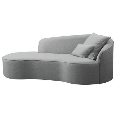 Divã Recamier Curvo Sala De Estar Recepção Inglaterra 180cm Lado Esquerdo Bouclé Adj Decor Cinza