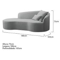 Divã Recamier Curvo Sala De Estar Recepção Inglaterra 180cm Lado Esquerdo Bouclé Adj Decor Cinza - 5