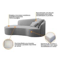 Divã Recamier Curvo Sala De Estar Recepção Inglaterra 180cm Lado Esquerdo Bouclé Adj Decor Cinza - 7