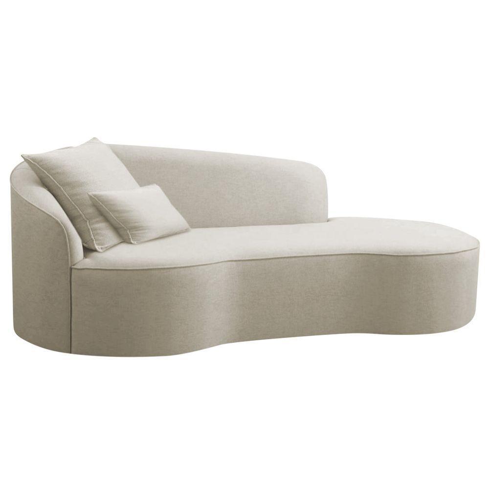 Divã Recamier Curvo Sala De Estar Recepção Inglaterra 150cm Lado Direito Bouclé Adj Decor Bege - 1