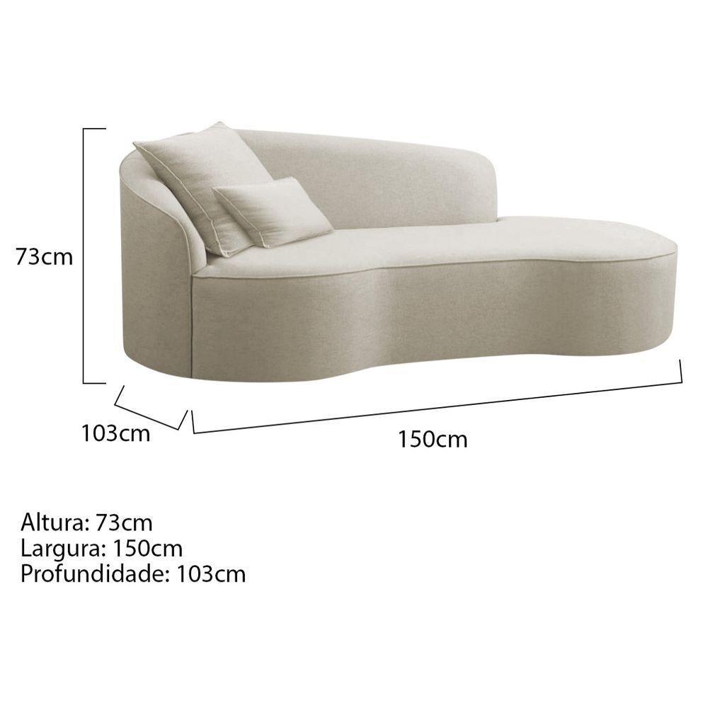 Divã Recamier Curvo Sala De Estar Recepção Inglaterra 150cm Lado Direito Bouclé Adj Decor Bege - 5