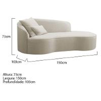 Divã Recamier Curvo Sala De Estar Recepção Inglaterra 150cm Lado Direito Bouclé Adj Decor Bege - 5