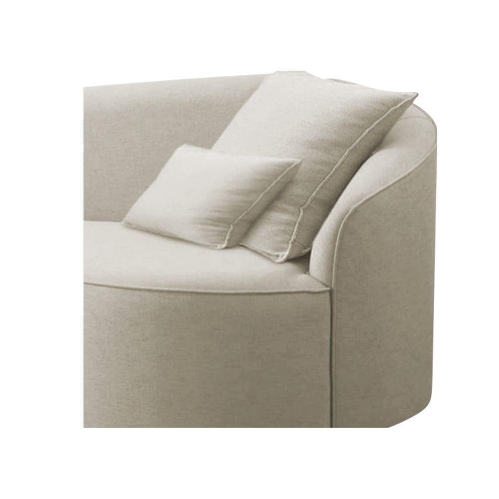 Divã Recamier Curvo Sala De Estar Recepção Inglaterra 180cm Lado Esquerdo Bouclé Adj Decor Bege - 4