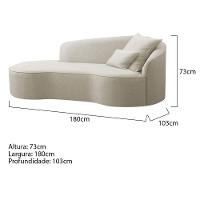 Divã Recamier Curvo Sala De Estar Recepção Inglaterra 180cm Lado Esquerdo Bouclé Adj Decor Bege - 5