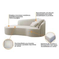 Divã Recamier Curvo Sala De Estar Recepção Inglaterra 180cm Lado Esquerdo Bouclé Adj Decor Bege - 7