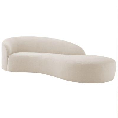 Divã Recamier Orgânico França 200cm Lado Direito Linho Adj Decor Bege