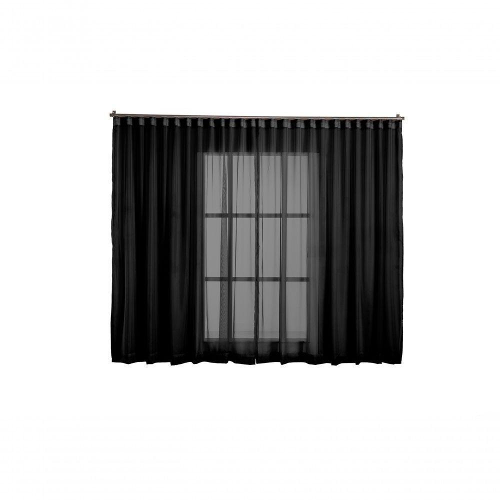 Cortina Voil Tecido 2,80x2,30 Para Trilho Suíço preto - 1