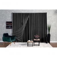 Cortina Microfibra Com Voil 3,00x2,50 Para Trilho Suíço preto - 1