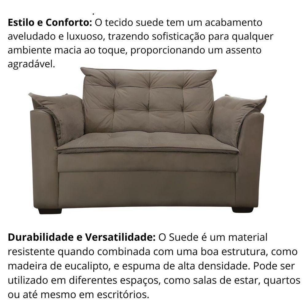 Sofá 2 Lugares Para Sala Moderno Confortável Tatiana Suede bege Escuro - 3