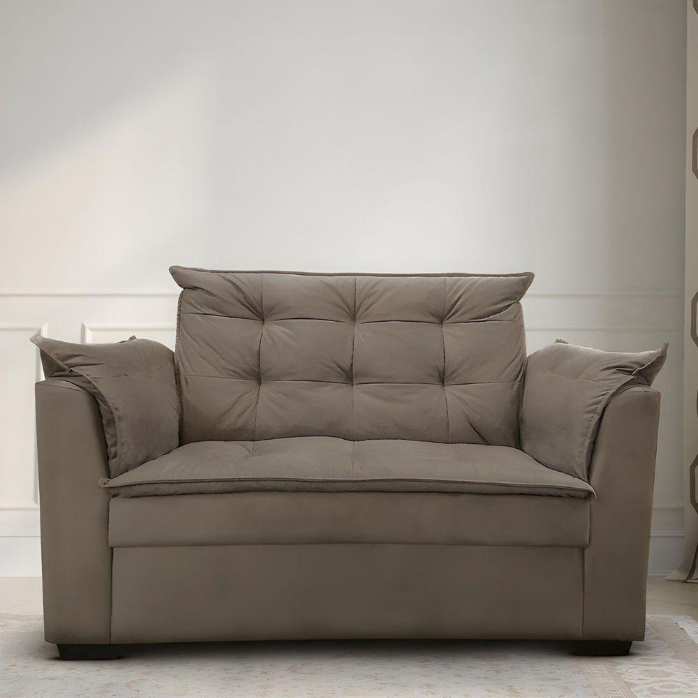 Sofá 2 Lugares Para Sala Moderno Confortável Zilda Suede bege Escuro - 6