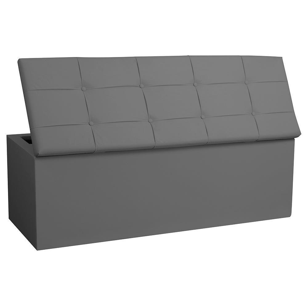 Calçadeira Baú Queen 1,60m Roma Material Sintético Cinza Sky Mobile - 3