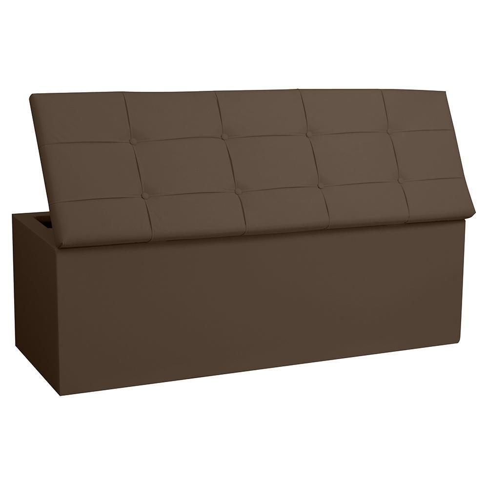 Calçadeira Baú Queen 1,60m Roma Material Sintético Marrom Sky Mobile - 4