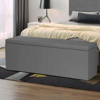 Calçadeira Baú Solteiro 0,90m Roma Material Sintético Cinza Sky Mobile - 1