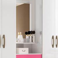 Guarda Roupa Capri Com Espelho 4 Portas Branco Rosa Flex Moval - 3