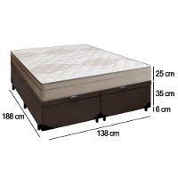 Cama Box Baú Casal Bipartido Sintético + Colchão De Molas Ensacadas Portobel Ipanema 138x188x66cm Marrom - 6