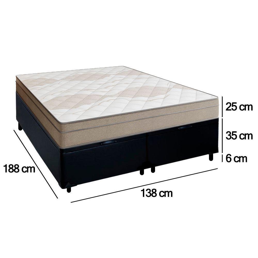 Cama Box Baú Casal Bipartido Sintético + Colchão De Molas Ensacadas Portobel Ipanema 138x188x66cm Preto - 6