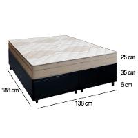 Cama Box Baú Casal Bipartido Sintético + Colchão De Molas Ensacadas Portobel Ipanema 138x188x66cm Preto - 6