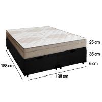 Cama Box Baú Casal Bipartido Suede + Colchão De Molas Ensacadas Portobel Ipanema 138x188x66cm Preto - 6