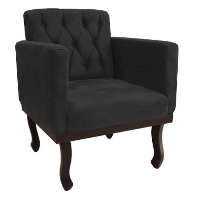 Poltrona Decorativa Classic Pés Luiz Xv Linho - Doce Sonho Móveis Cinza Escuro