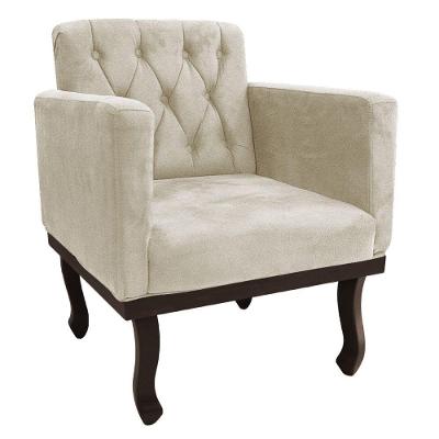 Poltrona Decorativa Classic Pés Luiz Xv Linho - Doce Sonho Móveis Bege