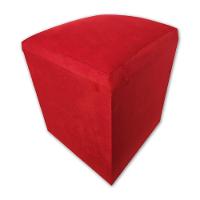 Puff Banqueta Quadrado Cubo Decorativo Courino E Suede Vermelho Suede - 1