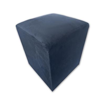 Puff Banqueta Quadrado Cubo Decorativo Courino E Suede Azul Marinho Suede