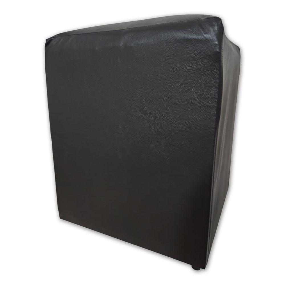 Puff Banqueta Quadrado Cubo Decorativo Courino E Suede Preto Courino - 3