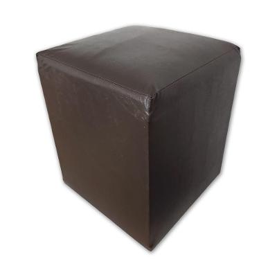 Puff Banqueta Quadrado Cubo Decorativo Courino E Suede Marrom Courino