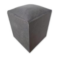 Puff Banqueta Quadrado Cubo Decorativo Courino E Suede Cinza Suede - 1