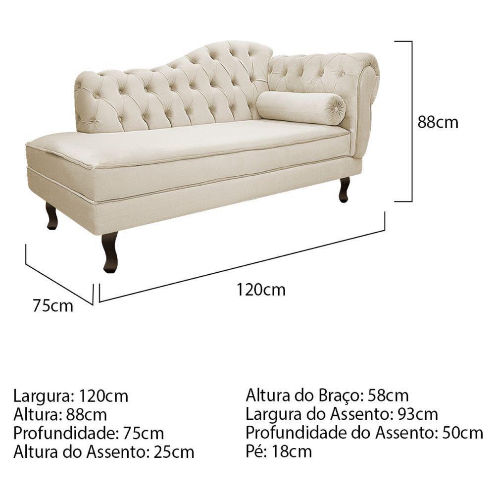 Kit Diva Recamier Diana 120cm Lado Esquerdo E 1 Poltrona Classic Suede Bege - 7