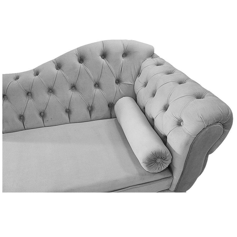 Kit Diva Recamier Diana 120cm Lado Esquerdo E 1 Poltrona Classic Linho Cinza Claro - 5