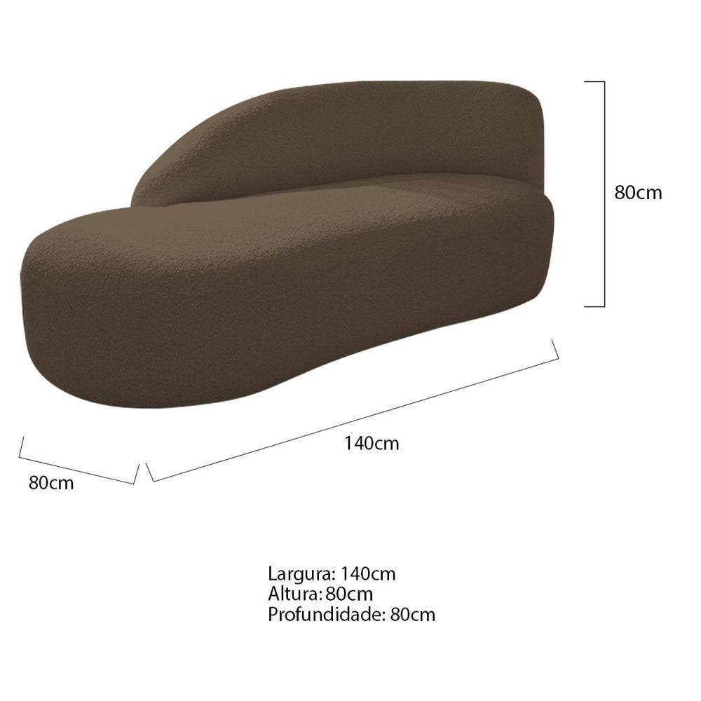 Kit Divã Luna 140cm Lado Esquerdo E 02 Poltronas Base De Ferro Dourado Suede Marrom - 7