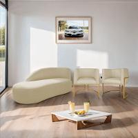 Kit Divã Luna 140cm Lado Esquerdo E 02 Poltronas Base De Ferro Dourado Suede Bege - 9