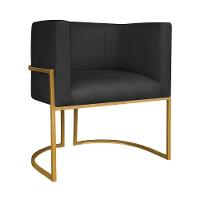 Kit Divã Luna 140cm Lado Esquerdo E 02 Poltronas Base De Ferro Dourado Suede Preto - 2