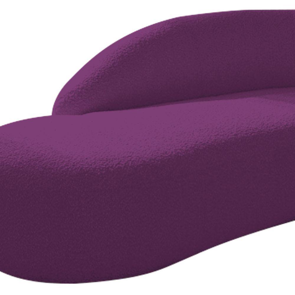 Kit Divã Luna 140cm Lado Esquerdo E 02 Poltronas Base De Ferro Dourado Suede Roxo - 6