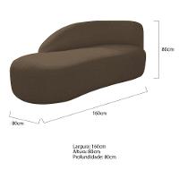 Kit Divã Luna 160cm Lado Esquerdo E 02 Poltronas Base De Ferro Dourado Suede Marrom - 8