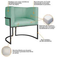 Kit Divã Luna 140cm Lado Direito E 02 Poltronas Base De Ferro Preto Suede Azul Tiffany - 5