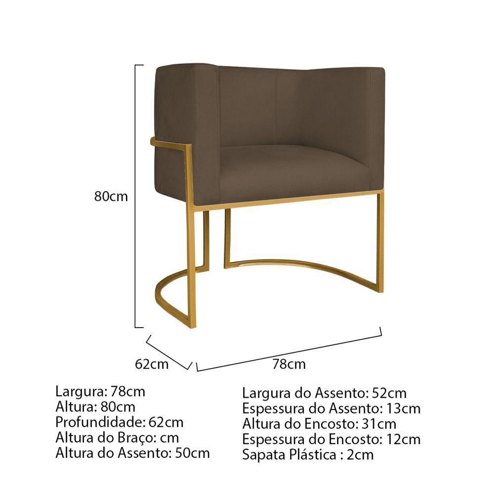 Kit Divã Luna 185cm Lado Esquerdo E 02 Poltronas Base De Ferro Dourado Suede Marrom - 7