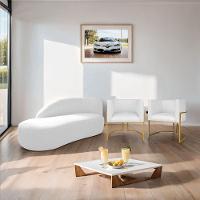 Kit Divã Luna 160cm Lado Esquerdo E 02 Poltronas Base De Ferro Dourado Suede Branco - 3