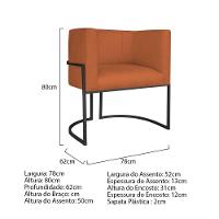 Kit Divã Luna 185cm Lado Direito E 02 Poltronas Base De Ferro Preto Suede Terracota - 6