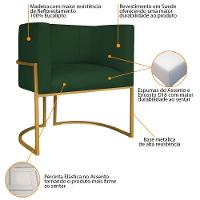 Kit Divã Luna 185cm Lado Direito E 02 Poltronas Base De Ferro Dourado Suede Verde - 5