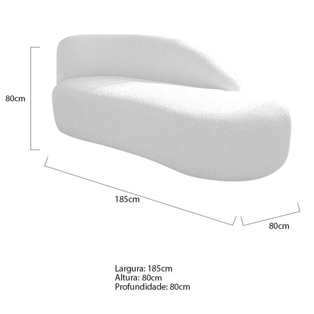 Kit Divã Luna 185cm Lado Direito E 02 Poltronas Base De Ferro Preto Suede Branco - 7