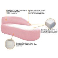 Kit Divã Luna 185cm Lado Direito E 02 Poltronas Base De Ferro Preto Suede Rosa Bebê - 5