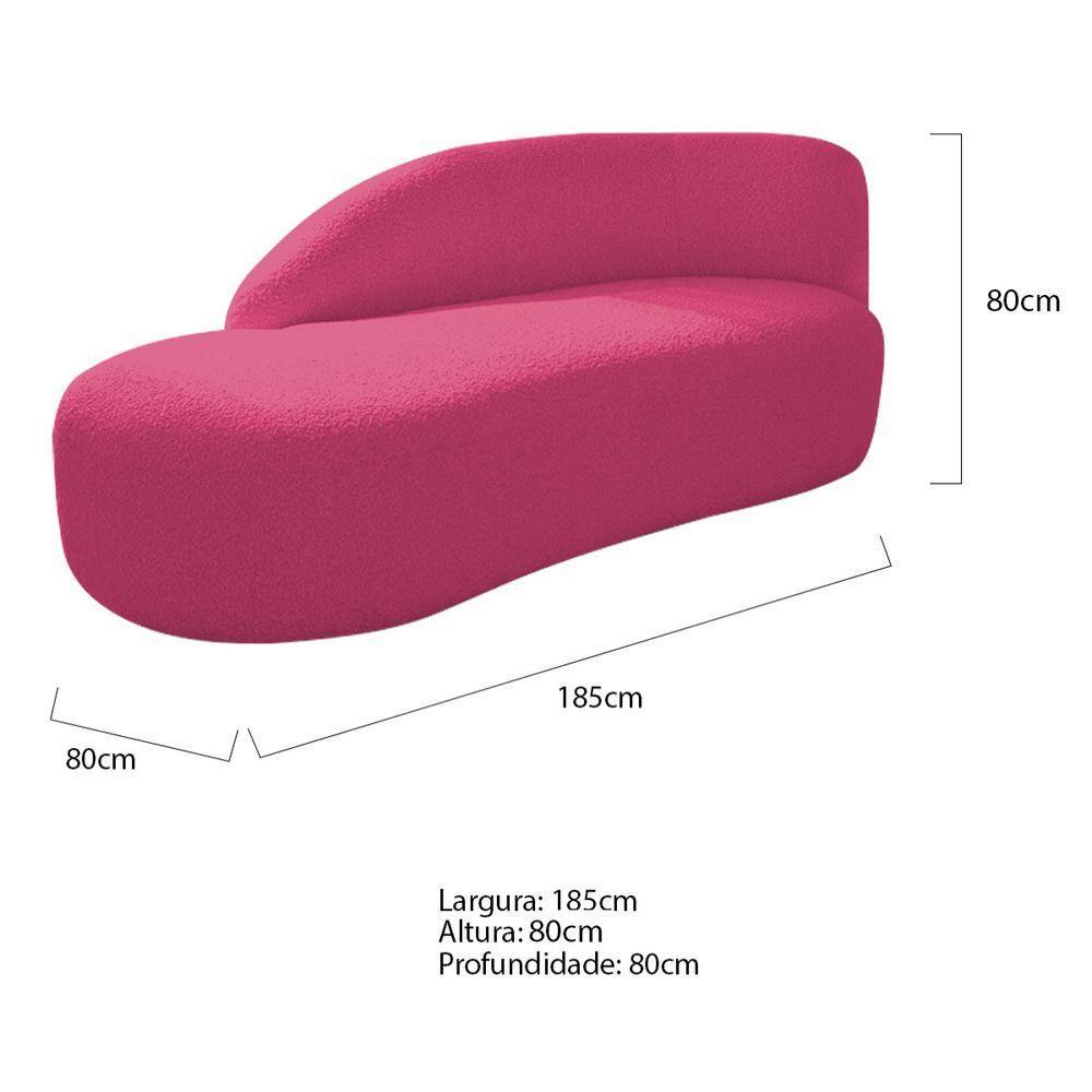 Kit Divã Luna 185cm Lado Esquerdo E 02 Poltronas Base De Ferro Dourado Suede Pink - 3